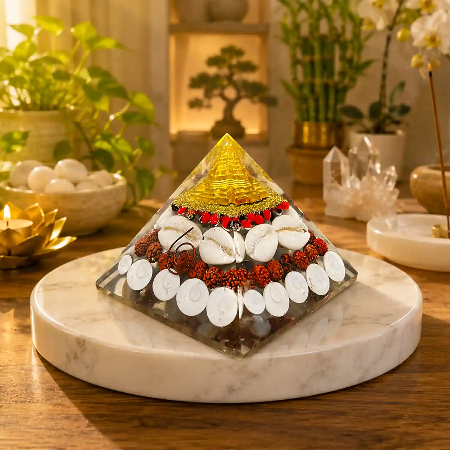 Lakshmi Yantra Pyramid | Golden Lakshmi Money Magnet Pyramid